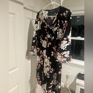 Black Floral Medium Dress